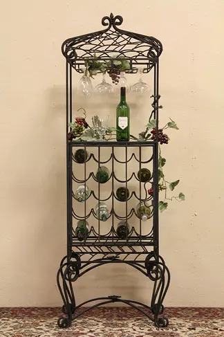 Wrought Iron Wine and Glass Rack