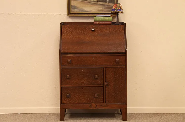 Arts & Crafts Mission Oak Secretary Desk