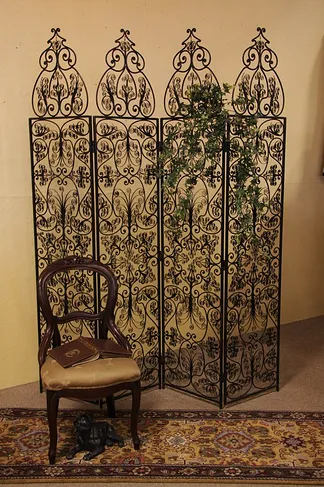 Wrought Iron 4 Panel Screen or Room Divider