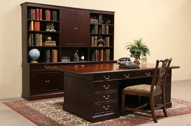 Kittinger Signed Executive Office Set, Desk & Credenza with Lateral Files