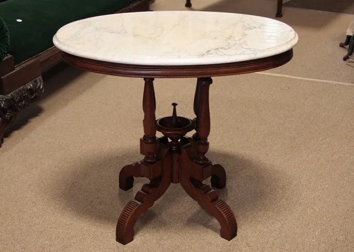 Victorian Oval Marble Top Antique Table