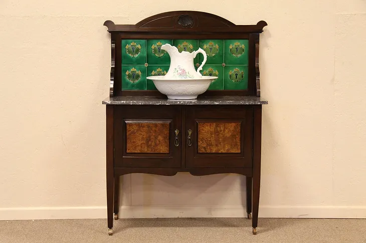 Art Nouveau Washstand Vessel Sink Vanity, Tiles