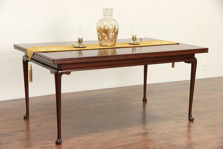 Kittinger Signed Vintage Mahogany Dining Table, Pull Out Leaves