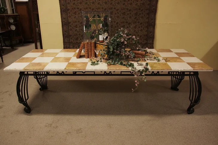 Marble & Iron 10 x 4 Dining or Conference Table