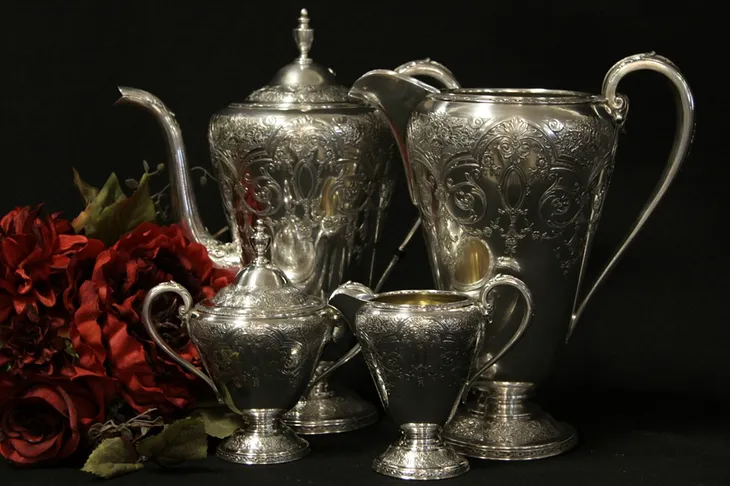 Coffee Set, Wilcox Paisley Silverplate (1)