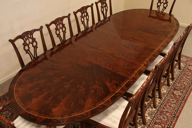 Georgian Sunburst Dining Table 11' Long Oval