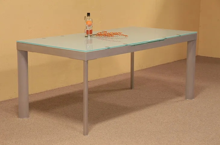 Glass & Aluminum Dining or Office Table