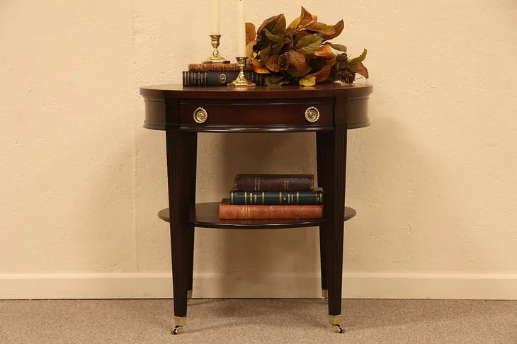 Round Leather-top Drum Lamp Table