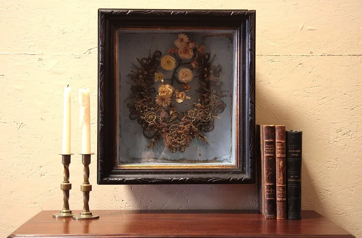 Victorian Shadow Box, Hair Wreath