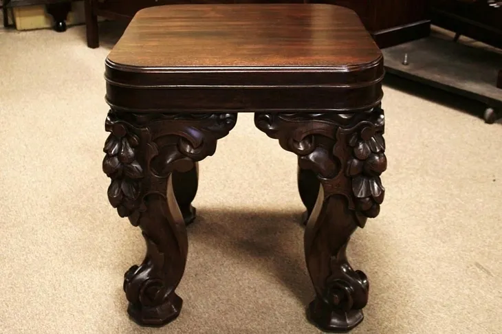 Victorian Table or Pedestal, Carved Piano Legs (1)