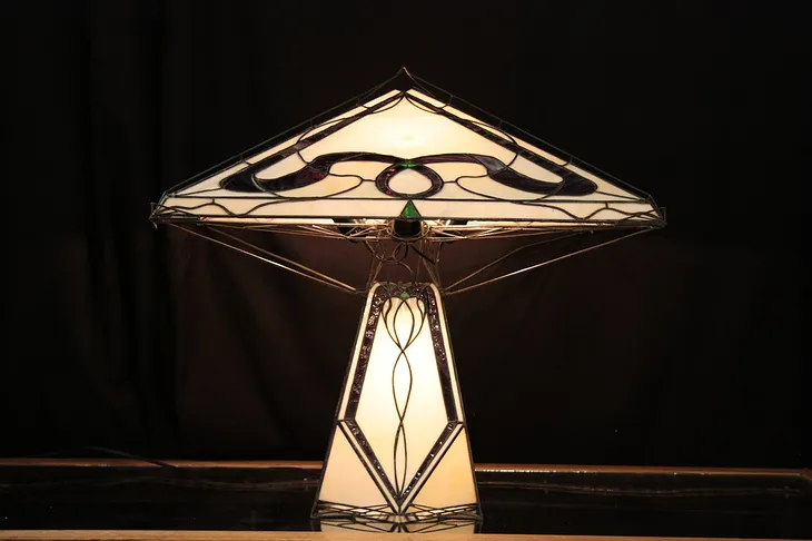 Stained & Leaded Handmade Art Glass Lamp