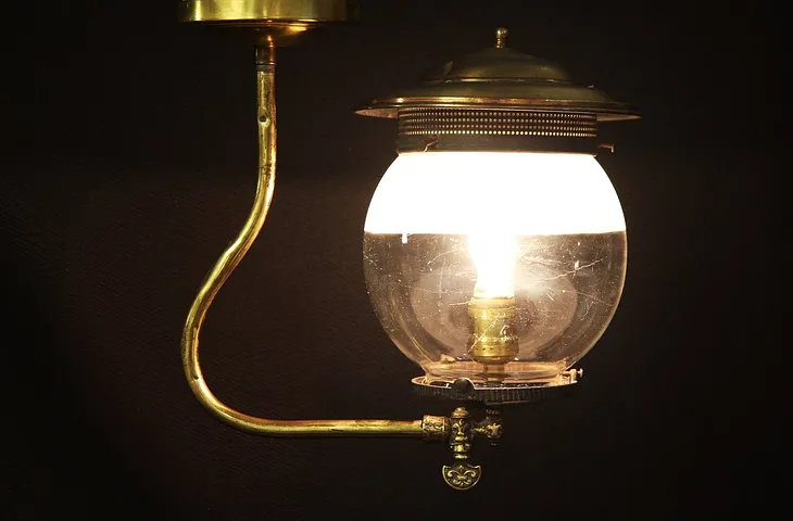 Victorian Brass Gaslight Electrified Fixture