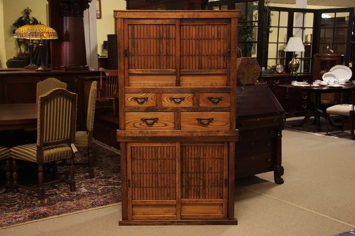 Japanese Tansu Merchant Cabinet / Kitchen Cupboard