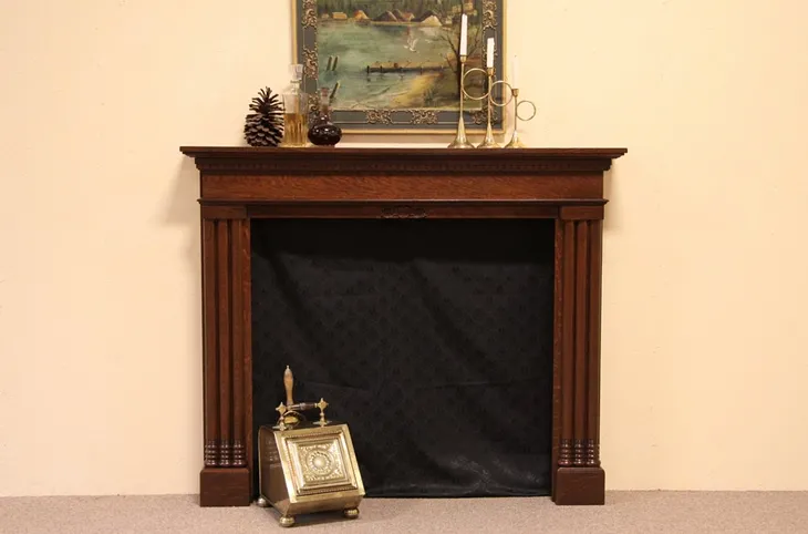 Oak Fireplace Mantel & Surround (1)