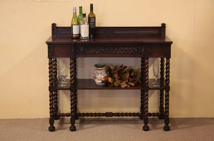 Renaissance Oak Antique Huntboard or Sideboard