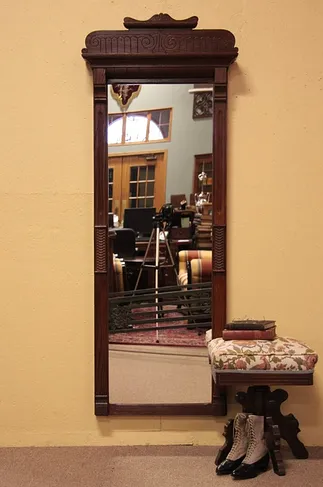 Victorian Eastlake Oak Pier or Hall Mirror