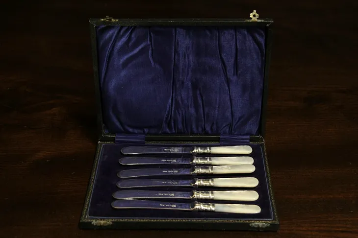 Pearl Handle Silverware Set 6 Appetizer, Butter or Cheese Knives