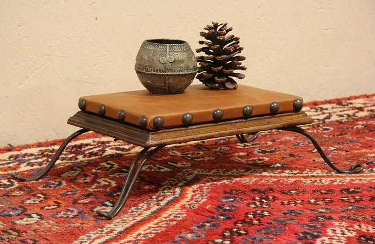 Iron & Leather 1900 Antique Footstool