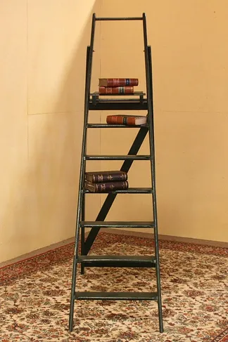 Folding Library Ladder with Shelf