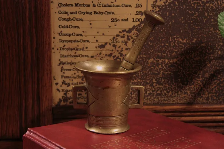 Victorian Apothecary Brass Mortar & Pestle