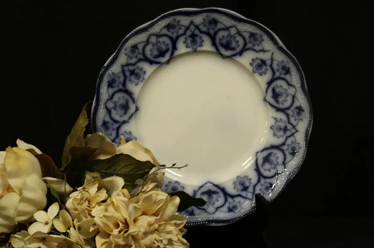 Flow Blue Libertas Prussia 1880 Antique Plate