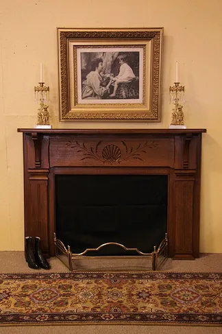 Victorian Eastlake 1885 Oak Fireplace Mantel