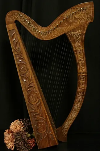 Carved Vintage Rosewood Celtic or Folk Harp