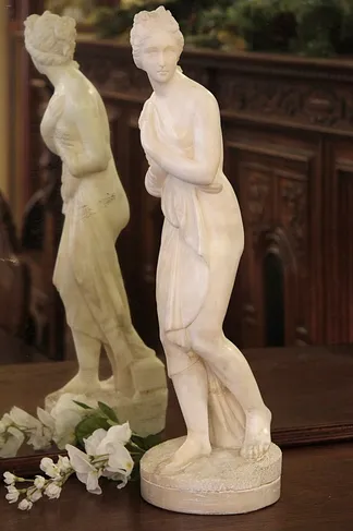 Carved Alabaster Sculpture of a Maiden