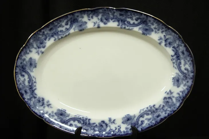 Doulton Burslem Melrose 1890 Antique Flow Blue 18" Oval Platter