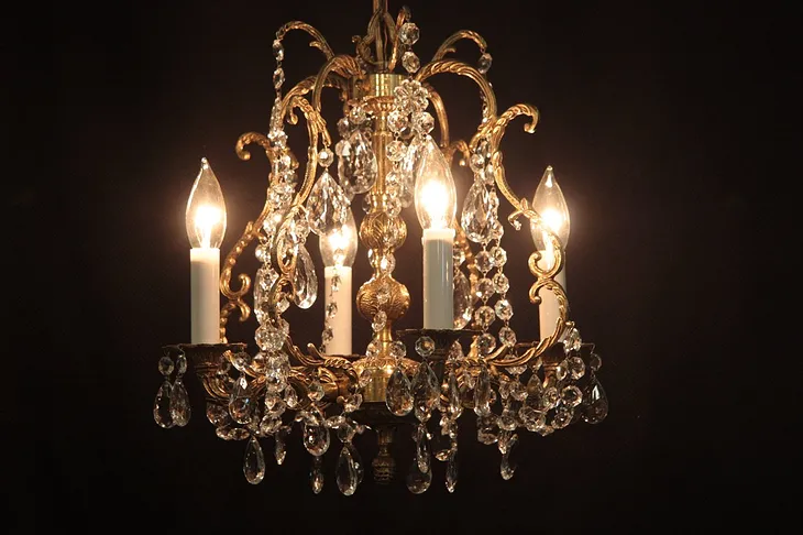 Brass & Crystal Chandelier