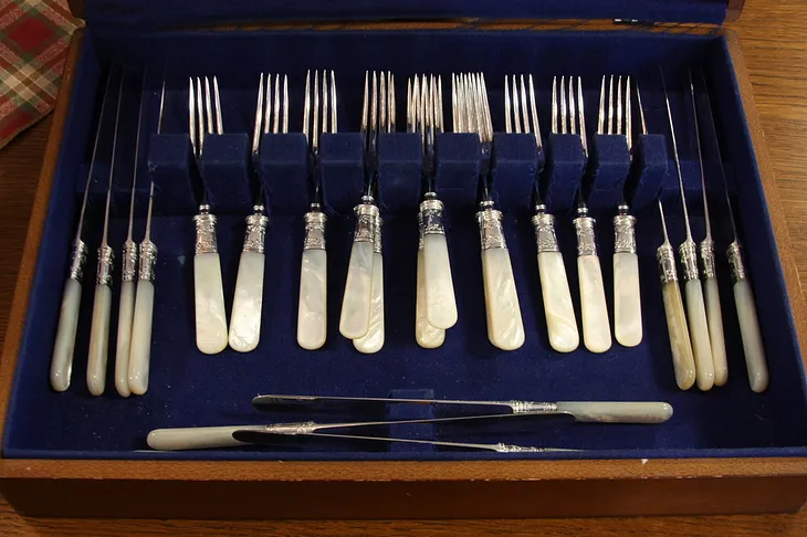 Set of 24 Antique Pearl Handle Silverware