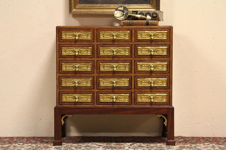 Maitland Smith 15 Drawer Leather Cabinet for Jewelry