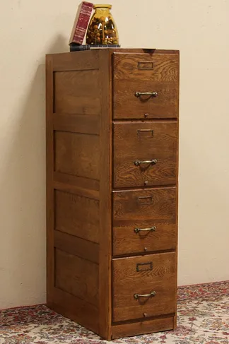 Oak 4 Drawer Antique 1915 File Cabinet