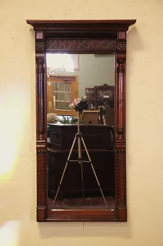 Victorian Eastlake Antique Walnut Mirror (1)