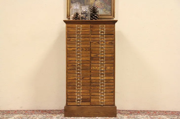 Lawyer 50 Drawer Antique 1900 Oak File Cabinet, Collector or Jewelry