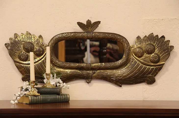 American Empire Brass circa 1815 Wall Mirror