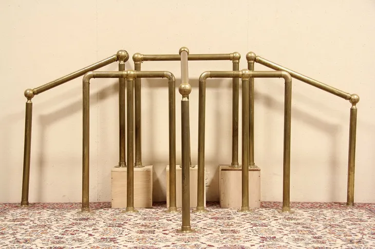 Group of Vintage Salvage Brass Theater Railings & Stanchions (1)