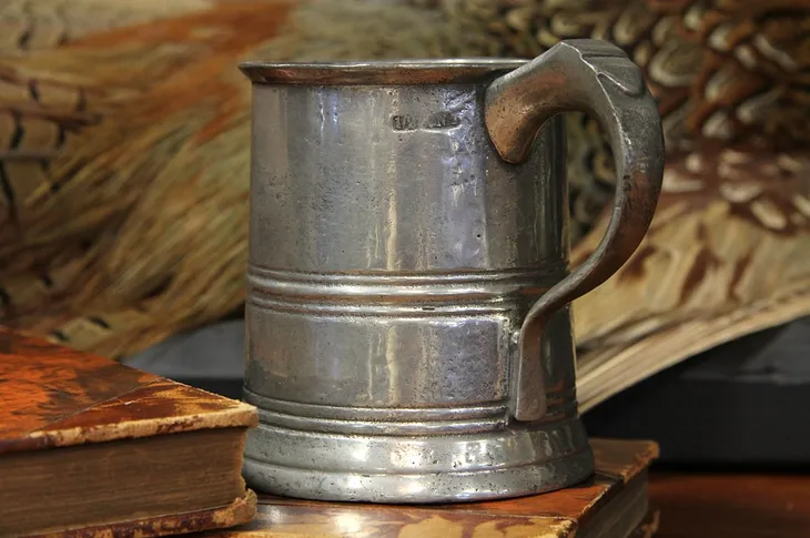 Engish Antique Pewter Pub Half Pint Tankard