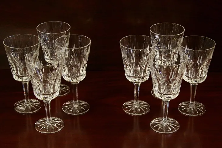 Set of 8 Gorham Esprit Crystal Goblets