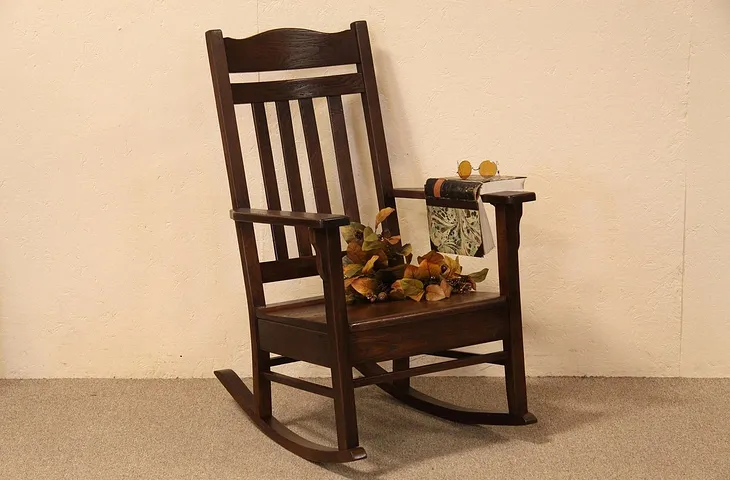 Arts & Crafts Mission Oak Rocking Chair (1)