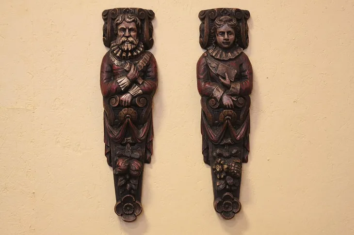 Pair of Renaissance Replica Carved Figures (1)