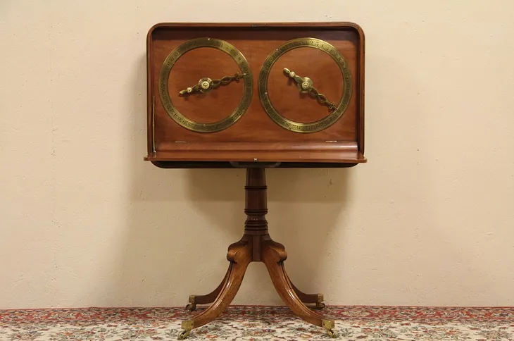 English Regency 1820 Antique Game Table, Bronze Counters (1)