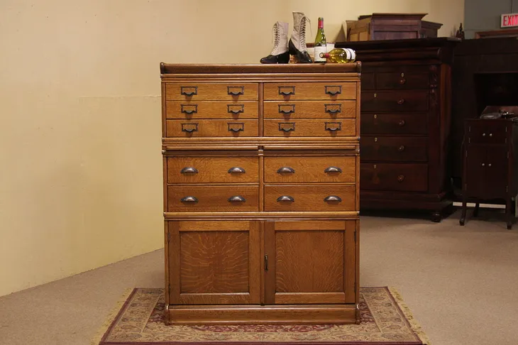 Stacking Oak Antique File Cabinet circa 1900