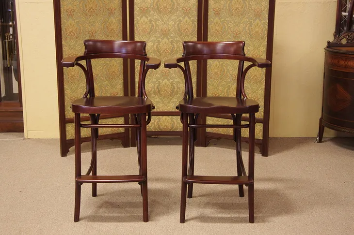 Pair of Antique Pool Hall Armchairs or Stools (1)