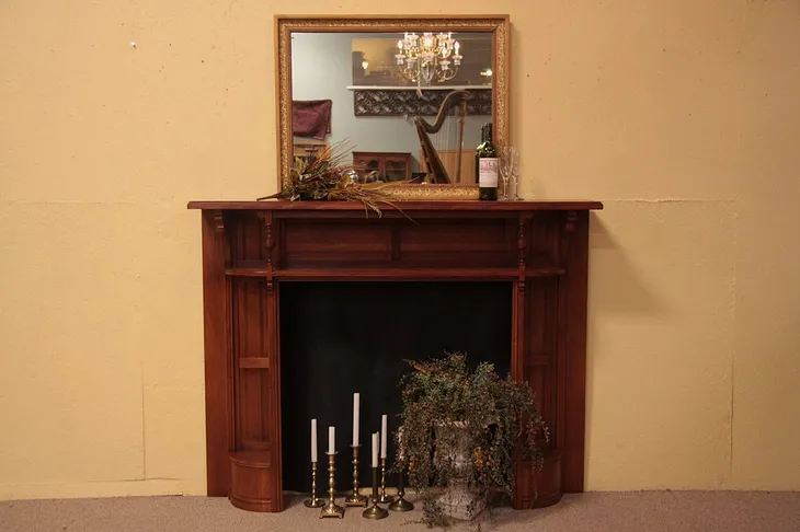 Victorian Eastlake Cherry Fireplace Mantel Surround