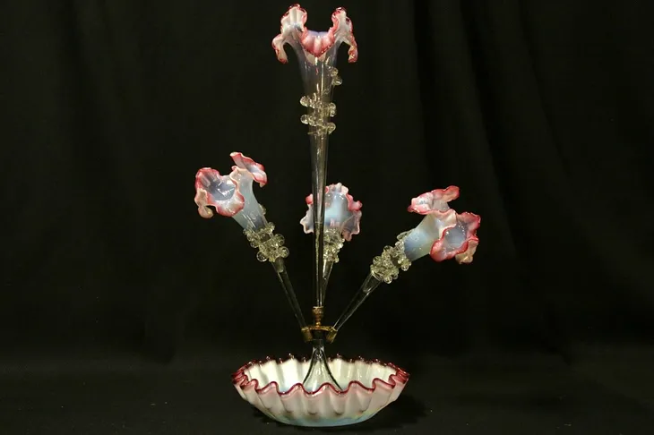 Victorian Cranberry Glass Epergne Centerpiece