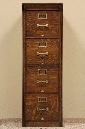 Oak Yawman & Erbe 4 Drawer 1910 Antique File Cabinet