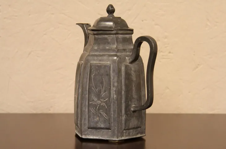 Engraved Chinese Pewter Pitcher (1)