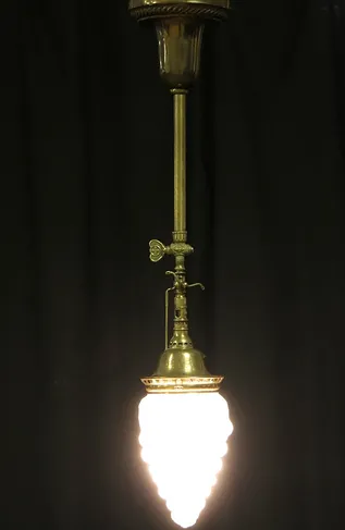 Victorian 1911 Electrified Gas Newel Post Lamp or Pendant Light, signed Welsbach