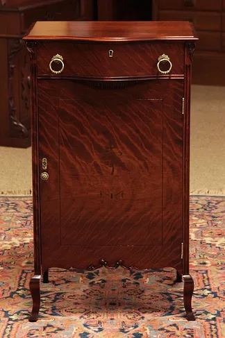 Art Nouveau Inlaid Antique Music Cabinet